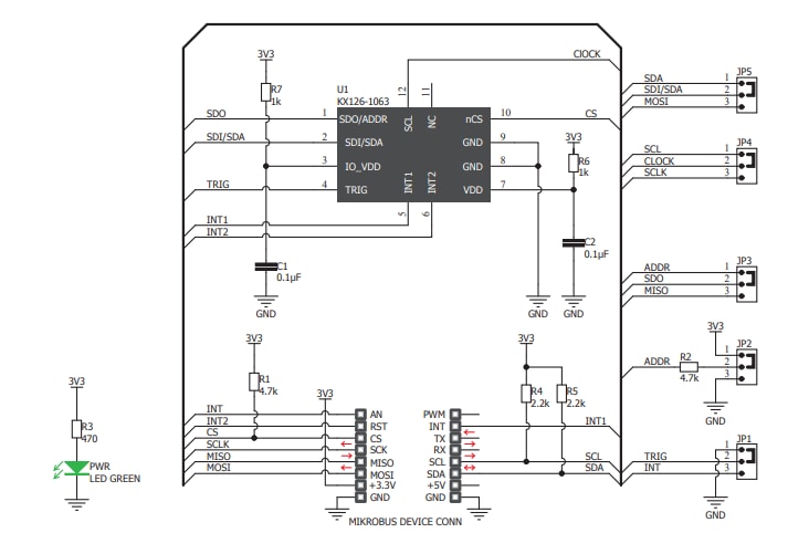 Schematic - Mikroe MIKROE-3259 Pedometer 3 Click
